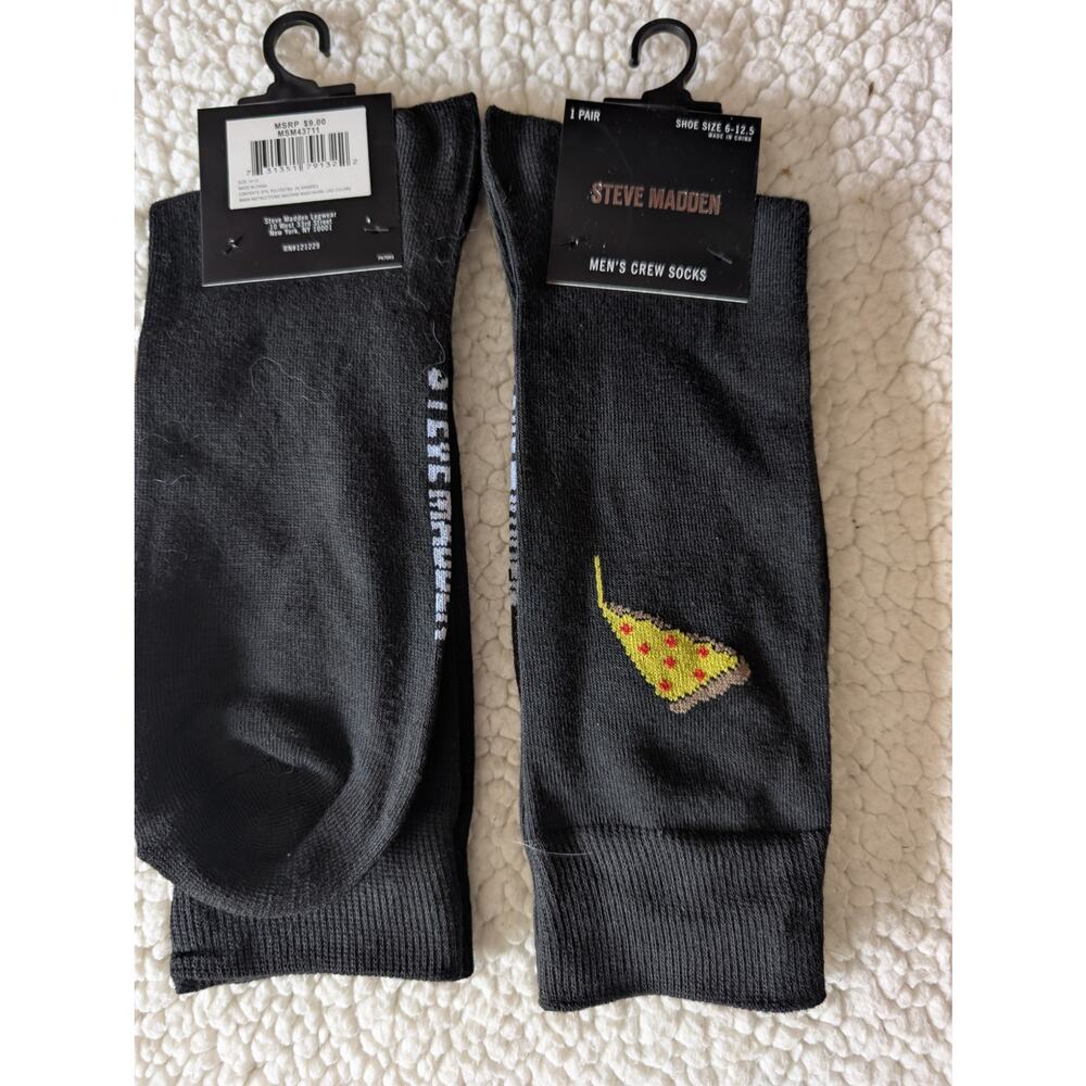New  Steve Madden Mens Crew Socks Pizza